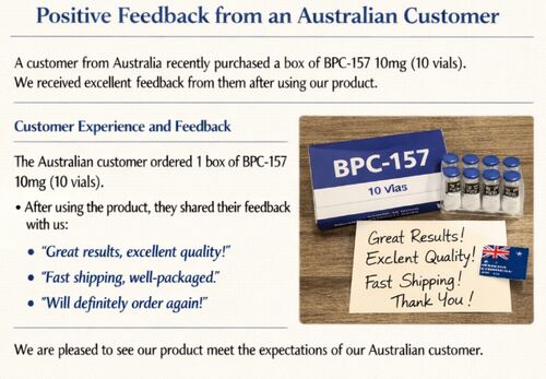 Latest company case about Positive Feedback from an Australian Customer for BPC-157