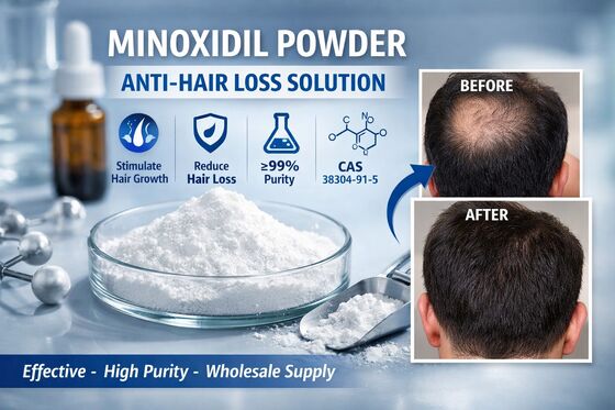 Wholesale Supply ≥99% Purity Bulk Powder Minoxidil Hair Loss Ingredient